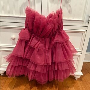 Altar'd State Deep Pink Strapless Dress